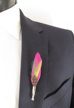 Cerise Pink Spotted Feather Lapel Pin