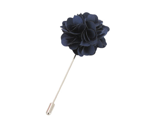 Navy Blue Flower Lapel Pin