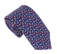 Navy Pink Pip London Silk Tie by Van Buck