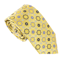 Gold Medallion Flower London Silk Tie by Van Buck