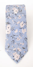 Sky Blue & Pink Floral Vine London Silk Tie by Van Buck