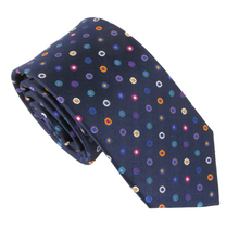 Navy Multi Dots London Silk Tie by Van Buck