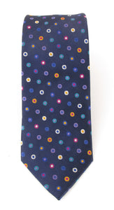 Navy Multi Dots London Silk Tie by Van Buck