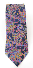 Navy Cerise Floral Paisley London Silk Tie by Van Buck