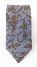 Sky Blue Brown Vine Textured Red Label Silk Tie by Van Buck