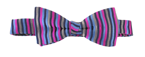 Cerise Blue Stripe Silk Limited Edition Bow Tie