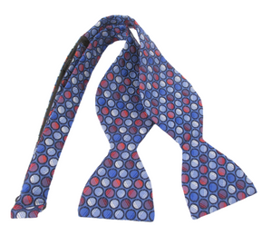 Blue With Red Circles Self Tie Bow Tie by Van Buck