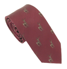Wine Standing Stag Country Silk Tie by Van Buck