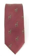Wine Standing Stag Country Silk Tie by Van Buck