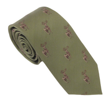 Green Standing Stag Country Silk Tie by Van Buck