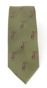 Green Standing Stag Country Silk Tie by Van Buck