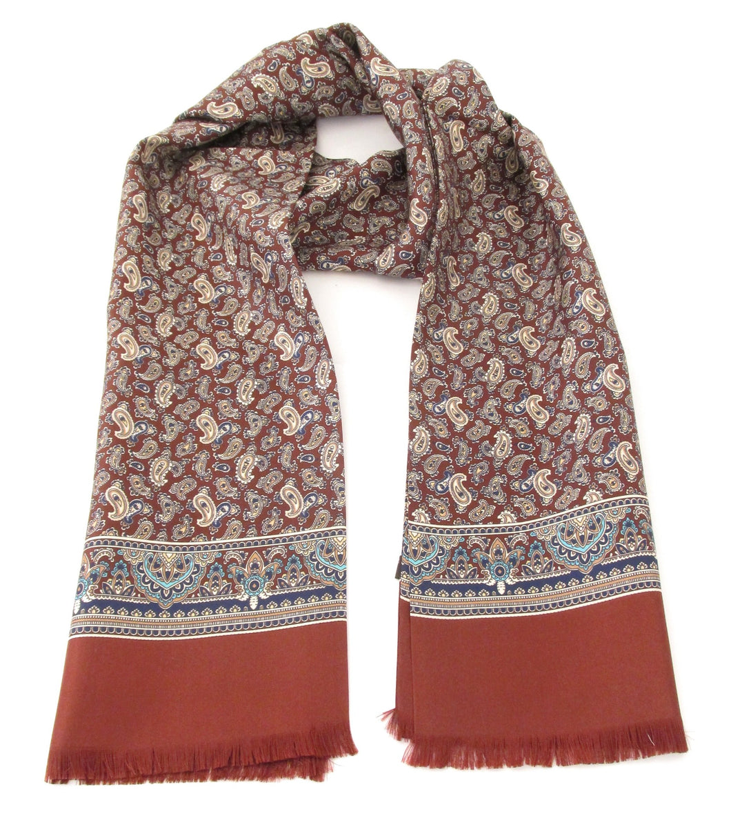 Burgundy Wine Classic Paisley Silk Scarf