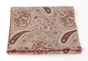 Reversible Large Wine Classic Paisley / Wine Neat Medallion Silk Scarf