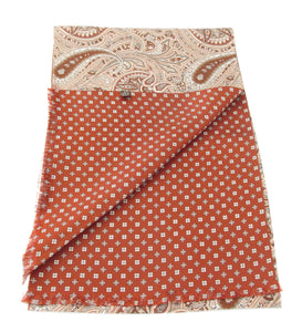 Reversible Large Wine Classic Paisley / Wine Neat Medallion Silk Scarf