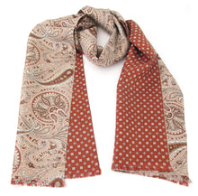 Reversible Large Wine Classic Paisley / Wine Neat Medallion Silk Scarf