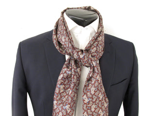 Burgundy Wine Classic Paisley Silk Scarf