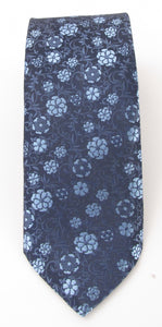 Navy & Sky Blue Flowery Vine Tie by Van Buck