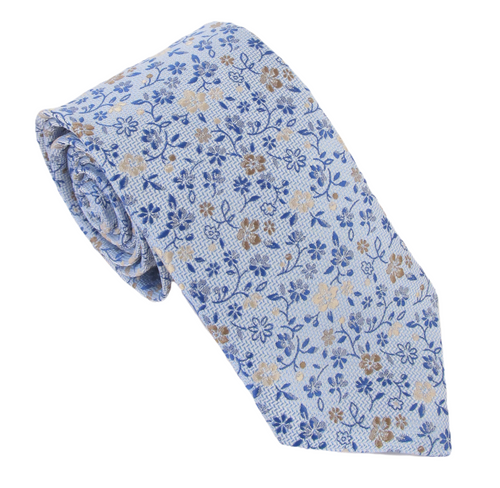 Blue Floral Vine Tie by Van Buck