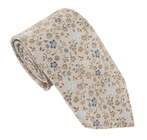 Tan Floral Vine Tie by Van Buck