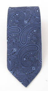 Navy Large Paisley Tie by Van Buck