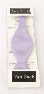 Light Lilac Satin Self-Tied Bow Tie by Van Buck
