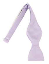 Light Lilac Satin Self-Tied Bow Tie by Van Buck