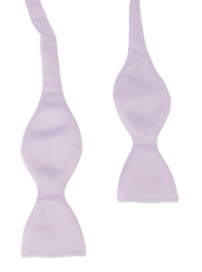 Light Lilac Satin Self-Tied Bow Tie by Van Buck