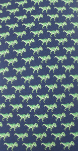 Italian Printed Silk Navy & Green T-Rex Tie