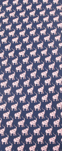 Italian Printed Silk Navy & Pink Elephant Tie