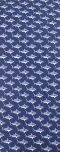 Italian Printed Silk Navy Shark Tie