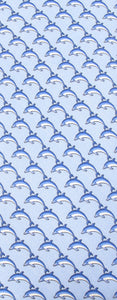 Italian Printed Silk Blue Dolphin Tie