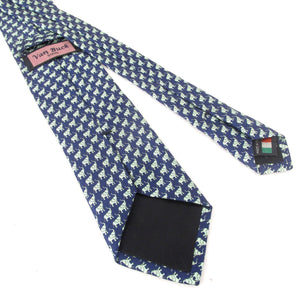 Italian Printed Silk Navy & Green Elephant Tie