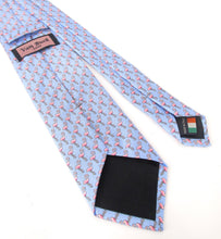 Italian Printed Silk Blue & Pink Flamingo Tie