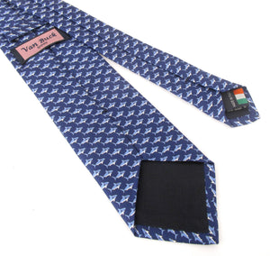 Italian Printed Silk Navy Shark Tie