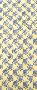 Italian Printed Silk Yellow & Blue Octopus Tie