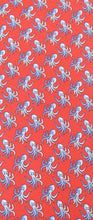 Italian Printed Silk Red & Blue Octopus Tie