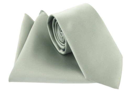Olive Green Sage Satin Tie & Pocket Square Set by Van Buck