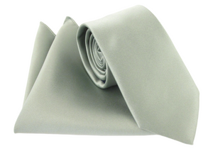 Olive Green Sage Satin Tie & Pocket Square Set by Van Buck