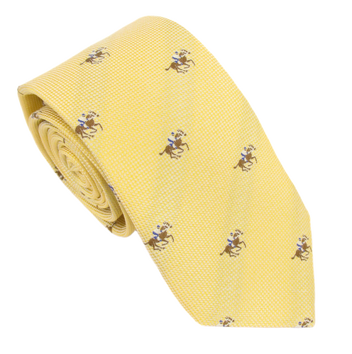 Yellow Horse Racing Silk Tie by Van Buck