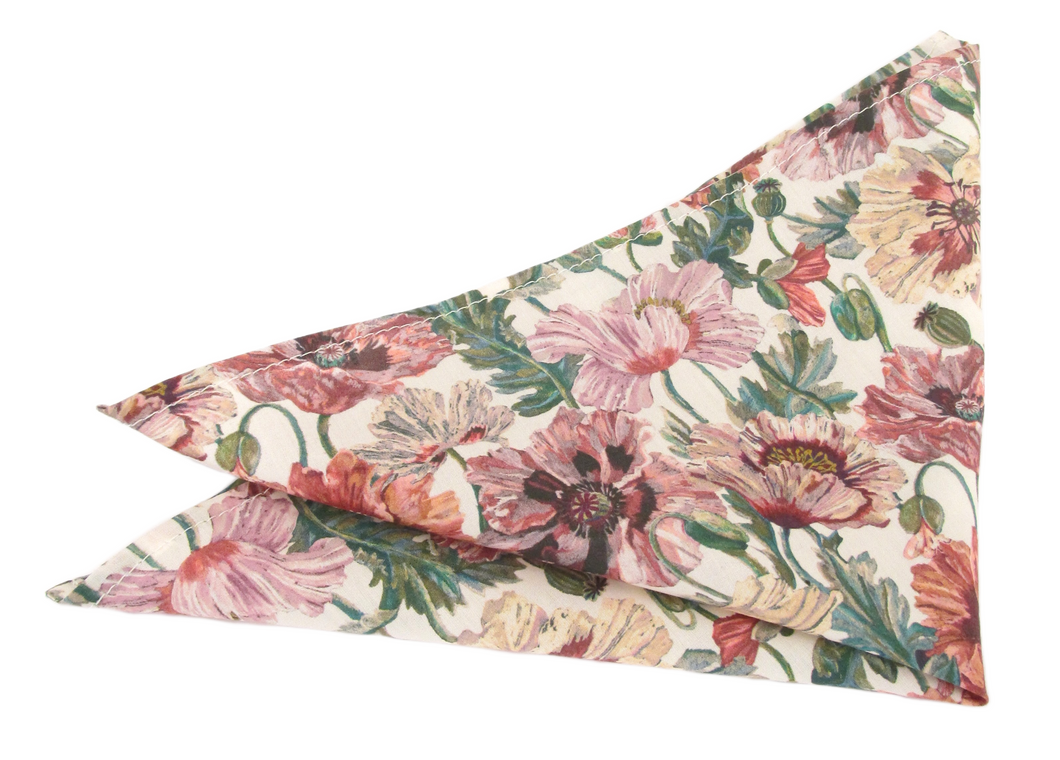 Poppy Amelie Pink Pocket Square Made with Liberty Fabric