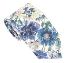 Poppy Amelie Blue Cotton Tie & Pocket Square Made with Liberty Fabric
