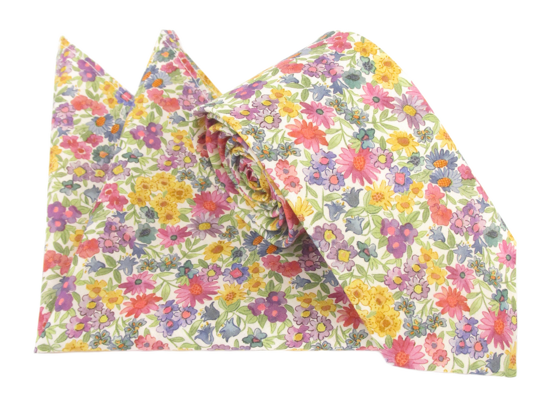 Sandra Spring Multi Cotton Tie & Pocket Square Made with Liberty Fabric
