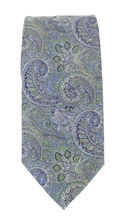 Navy & Green Intricate Paisley London Silk Tie by Van Buck