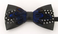 Royal With White Dots Feather Bow Tie & Lapel Pin Set