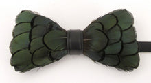 Green Feather Bow Tie & Lapel Pin Set
