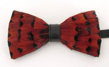 Deep Red Feather Bow Tie & Lapel Pin Set