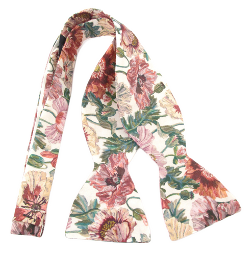 Poppy Amelie Pink Cotton Self Tie Bow Tie Made with Liberty Fabric