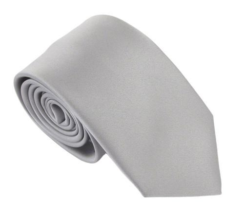 Silver Grey 7 Satin Wedding Tie By Van Buck