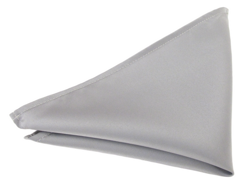 Silver Grey 7 Satin Wedding Pocket Square by Van Buck