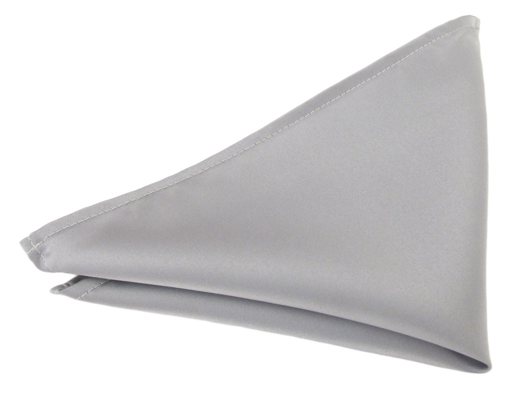 Silver Grey 7 Satin Wedding Pocket Square by Van Buck